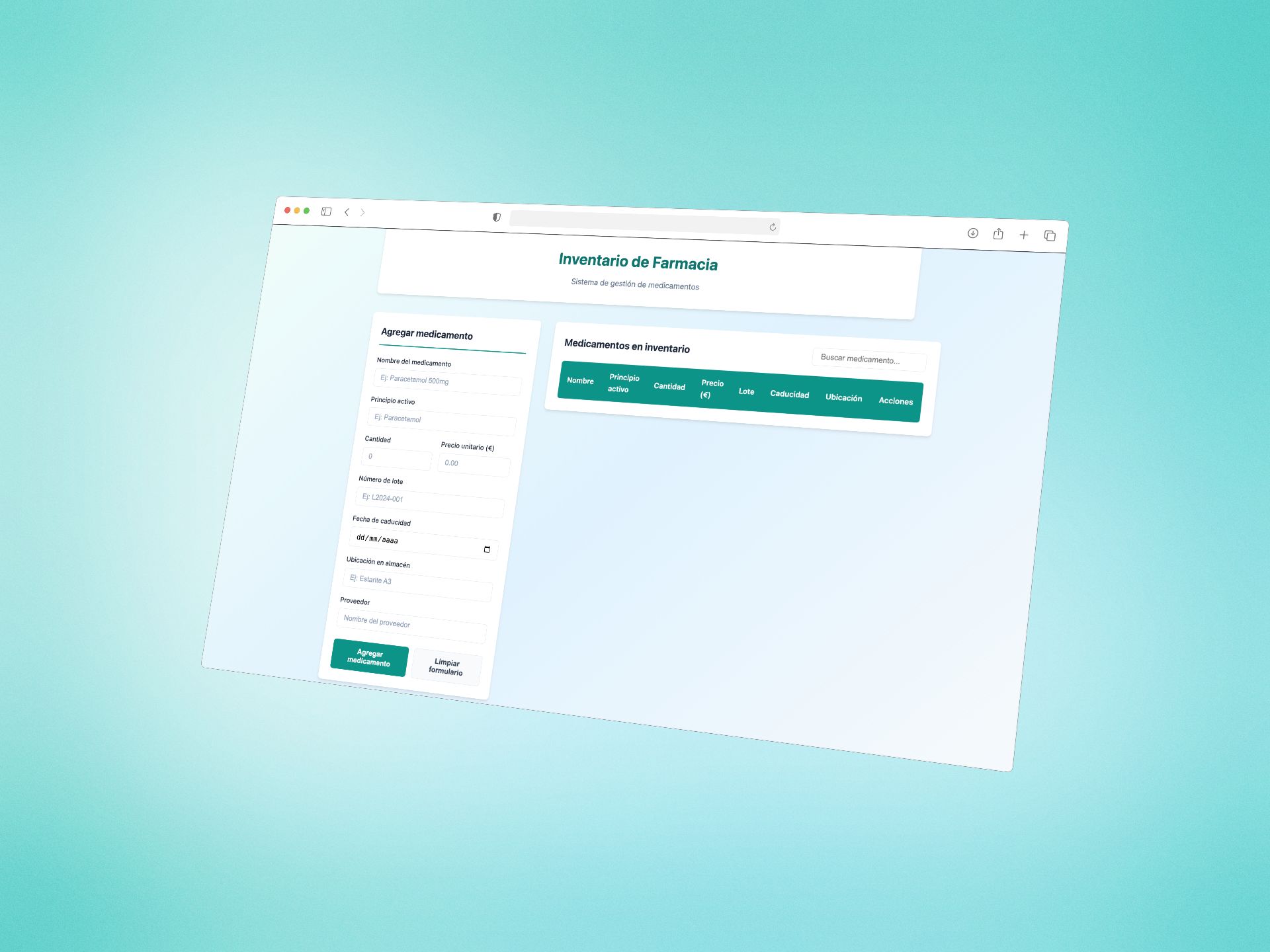 Captura de Inventario de farmacia